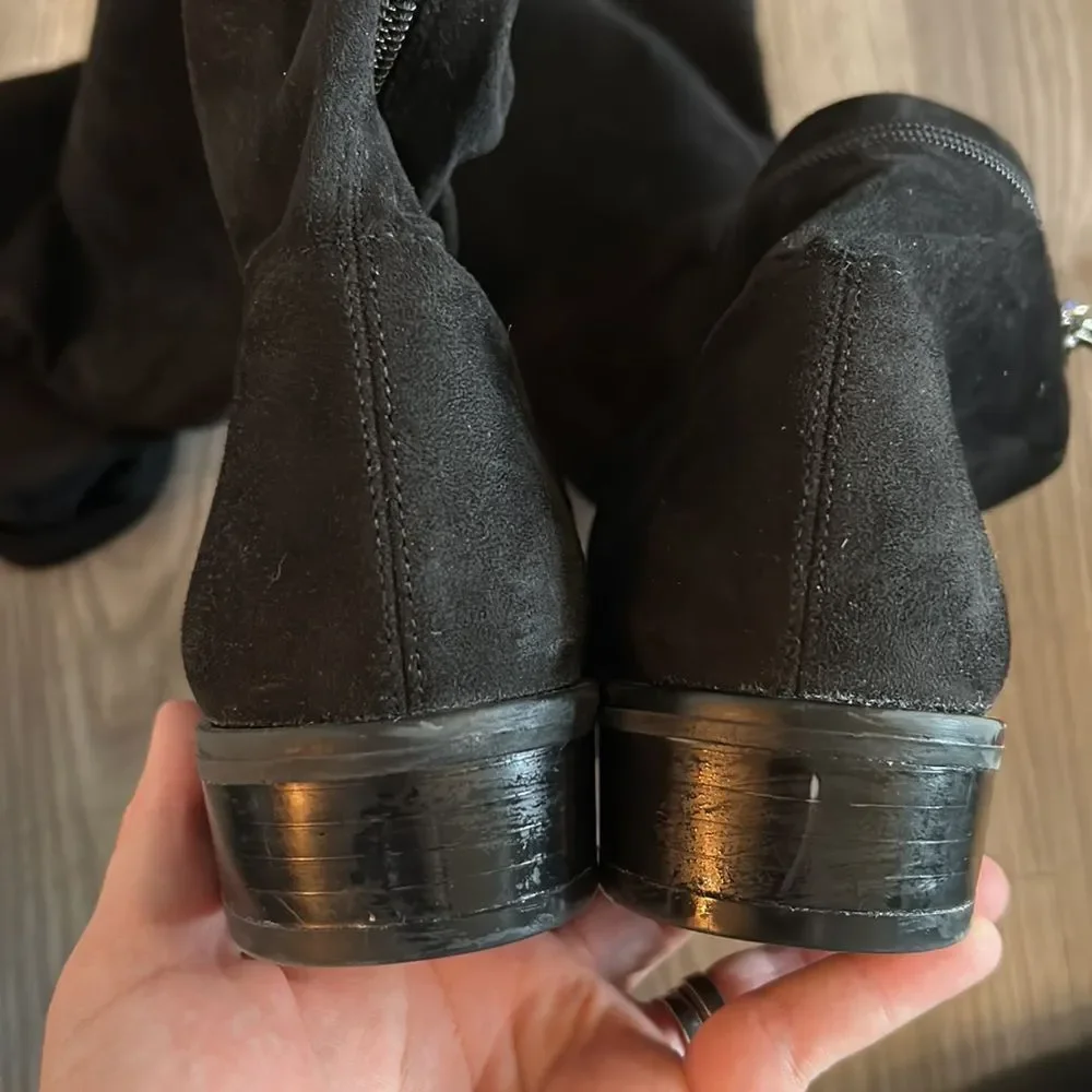 LIKE NEW SAM EDELMAN OTK PALOMA BLACK SUEDE BOOTS SIZE 7- RETAIL $398